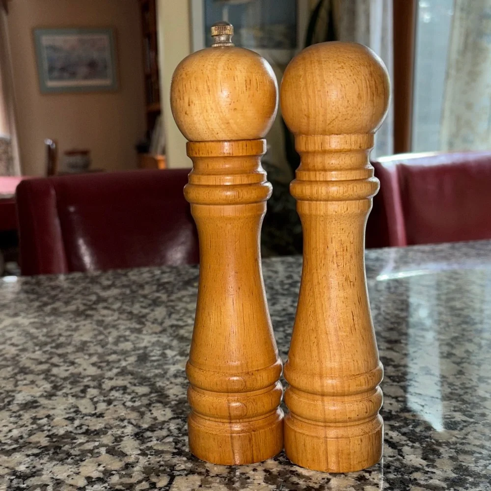 MCM Wooden Salt Shaker and Pepper Mill Grinder Set 8” tall